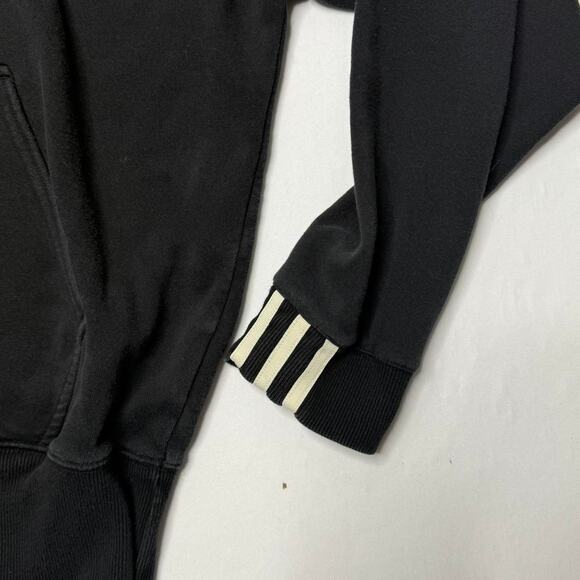 Adidas Trefoil Logo Hoodie M Black Cotton Blend Pullover Sweatshirt - Picture 4 of 5